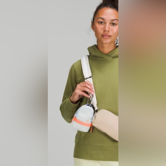 Lululemon Athletica Green Hoodie with Beige Bag - Picture 1 of 6